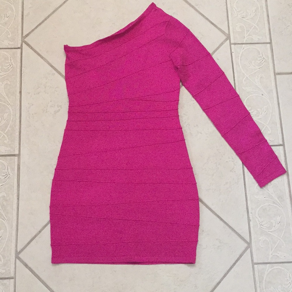 Forever 21 pink shimmery bandage cocktail dress